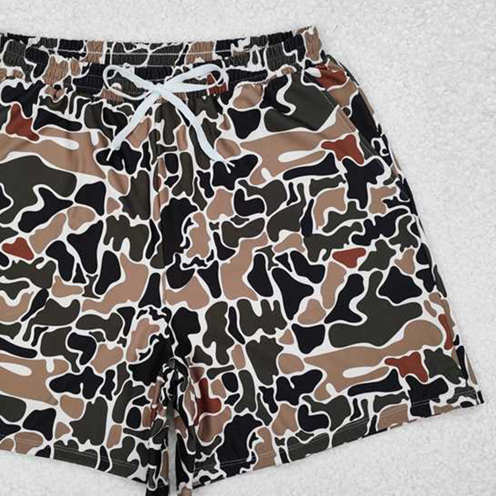 S0478 RTS NO MOQ Adult Men's Swimsuits Brown camo summer adult men swim trunks