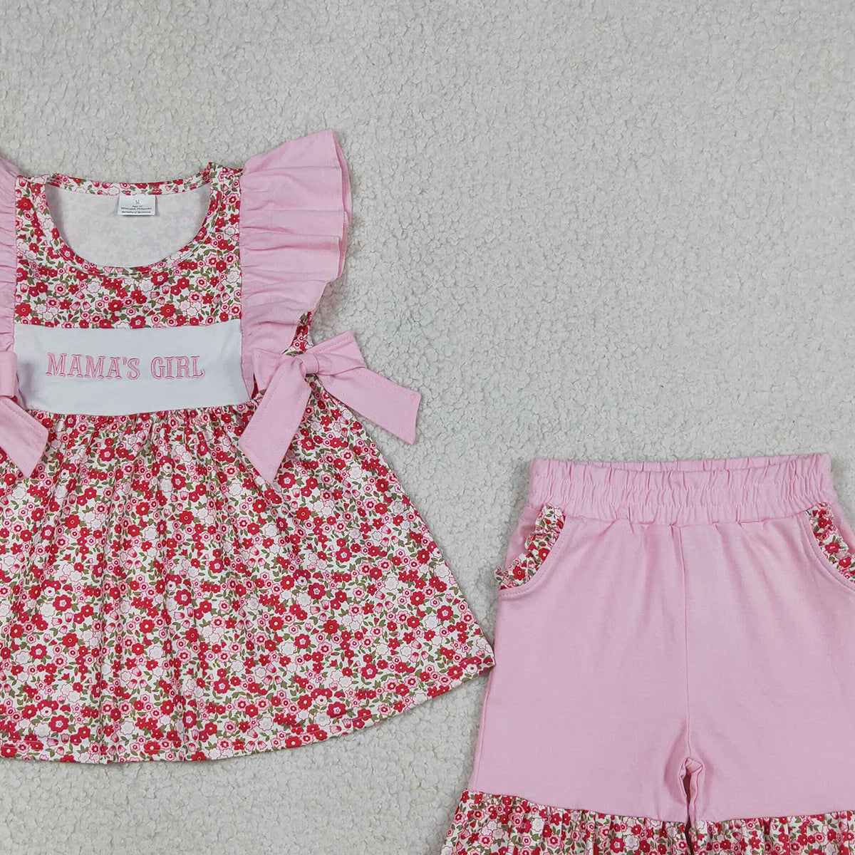 4.15 GSSO3131RTS NO MOQ (In stock )Flutter sleeves floral mama's girl embroidery outfits
