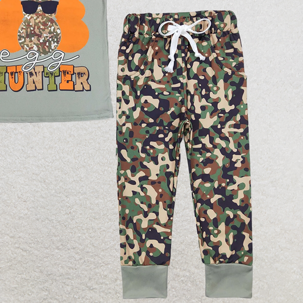 BSPO0220 RTS NO MOQ Baby Boys Spring Outfits Baby Boys Easter Rabbit Hunter Shirts Tops Camo Pants Clothes Sets