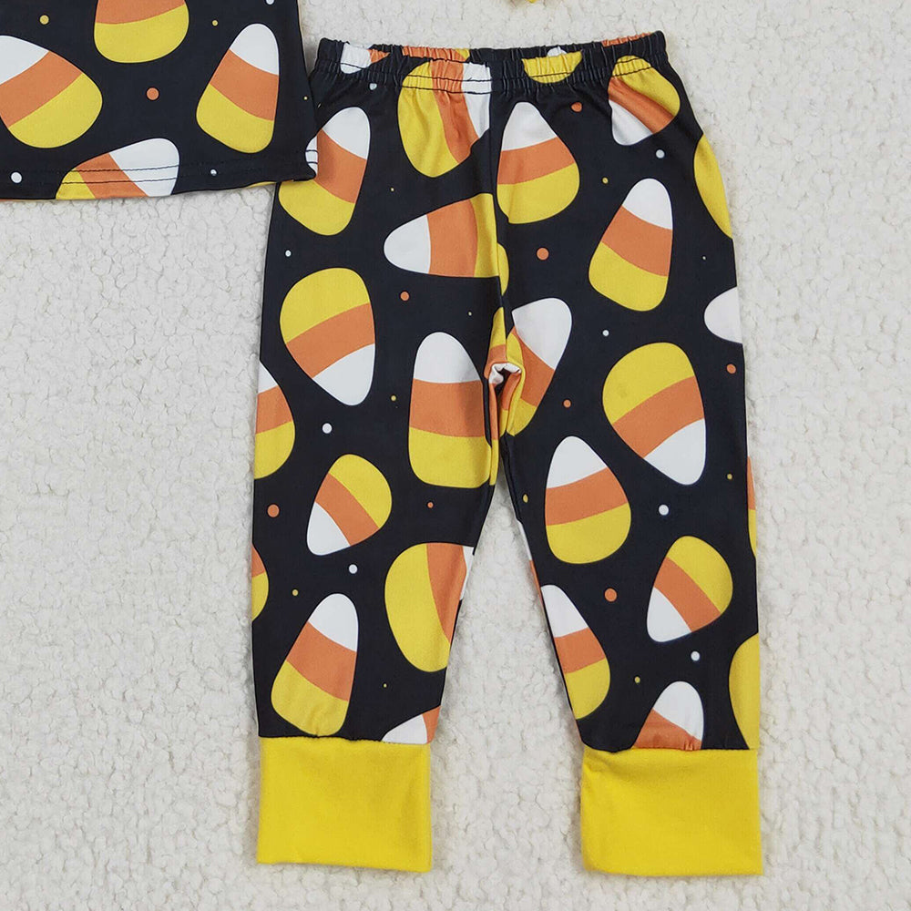 8.13 BLP1066RTS NO MOQ Baby Boys Winter Pajamas Outfits Baby Boys Black Long Sleeves Candy Plaid Top Pant Pajamas Set