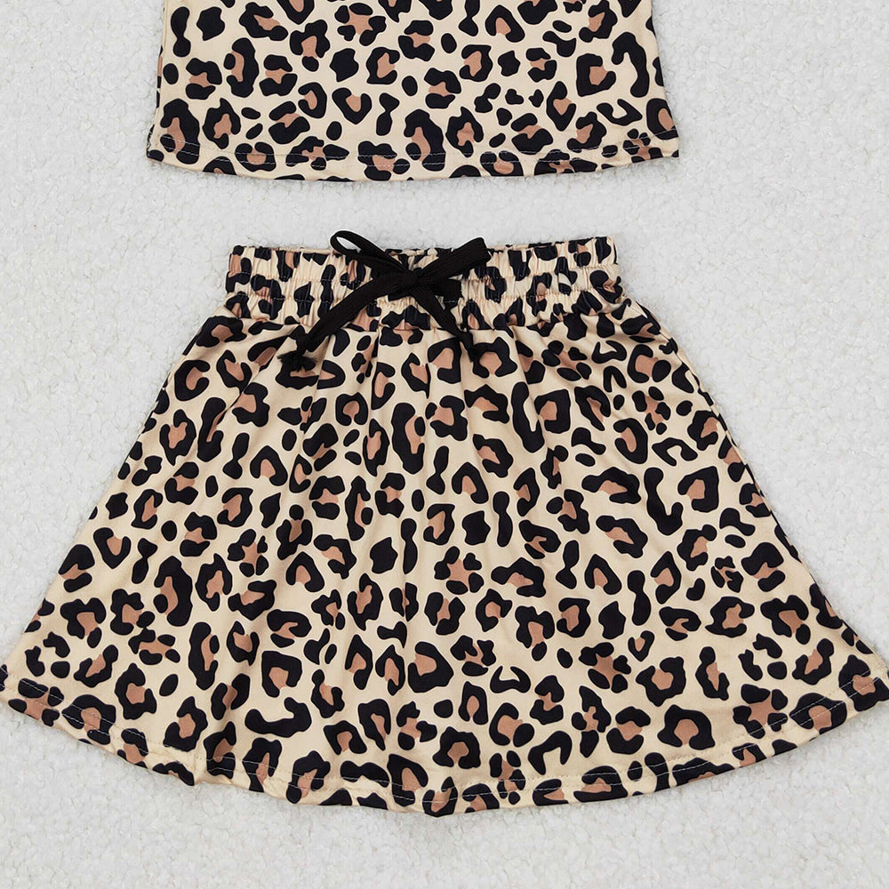 4.22 GSD2077 RTS NO MOQSleeveless leopard top skirt toddler girls clothes