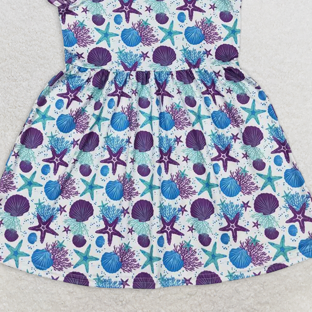 GSD0913 RTS NO MOQ Baby Girls Summer Dress Baby Girls Straps Purple Starfish Sister Sibling Designs Clothes Sets