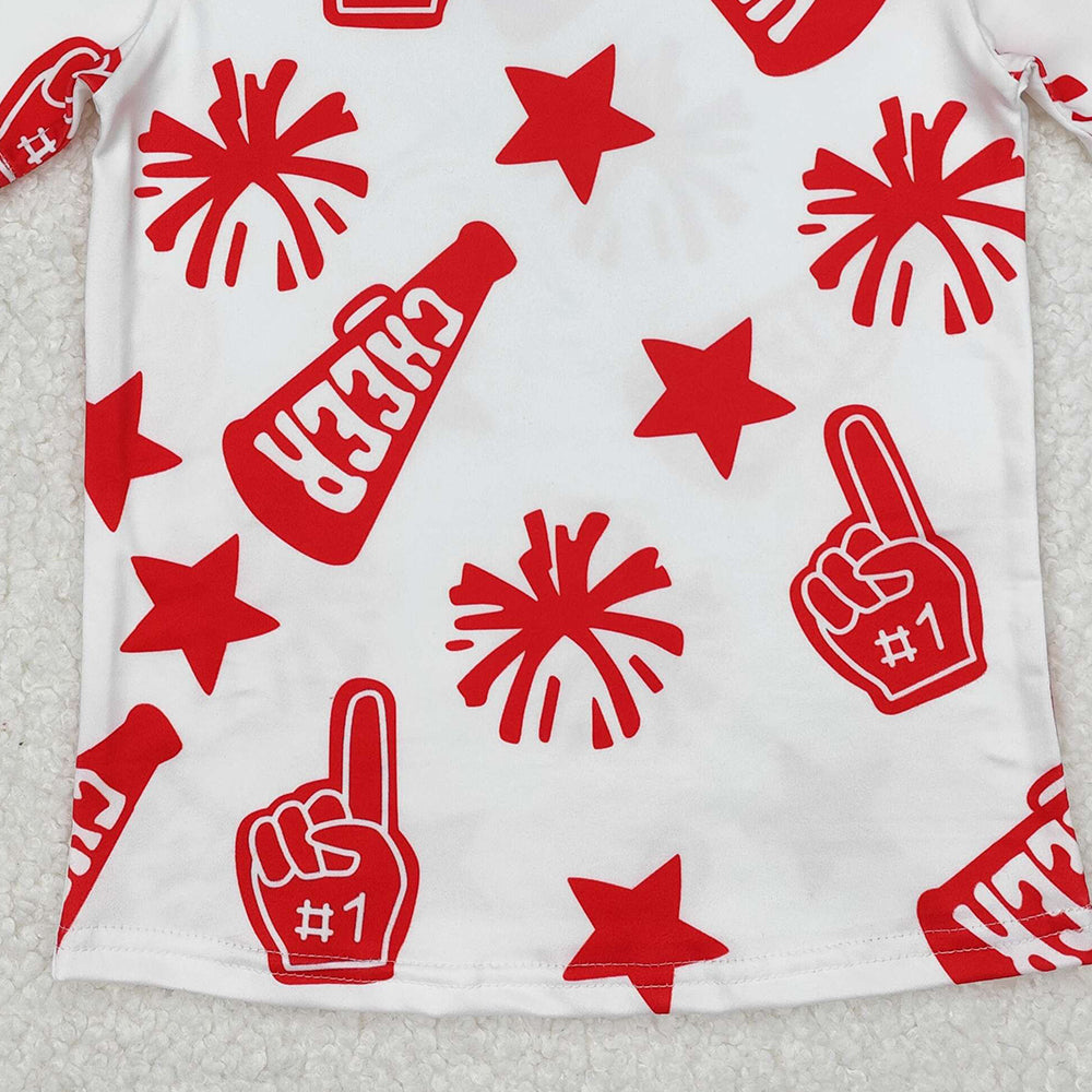 USA Shop (in stock)GT0940Red Short Sleeve Cheer Team Shirt for Kids Girls - Perfect for Sports Teams And Uniforms