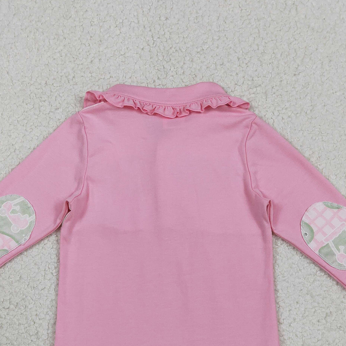 1.21 RTS NO MOQ (In stock)GT1402 Baby Girls Pink Checked Golf Flags Button Polo Shirts Top