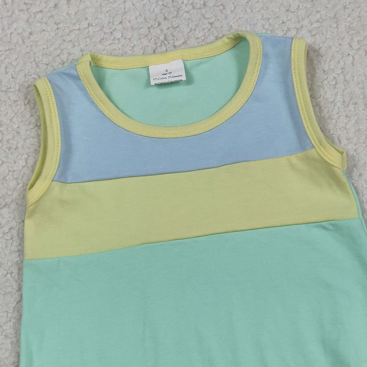 3.13 RTS NO MOQ (In stock)SR3660 Children's Fashion Romper Baby Boys Sleeveless Blue Yellow Aqua Rompers