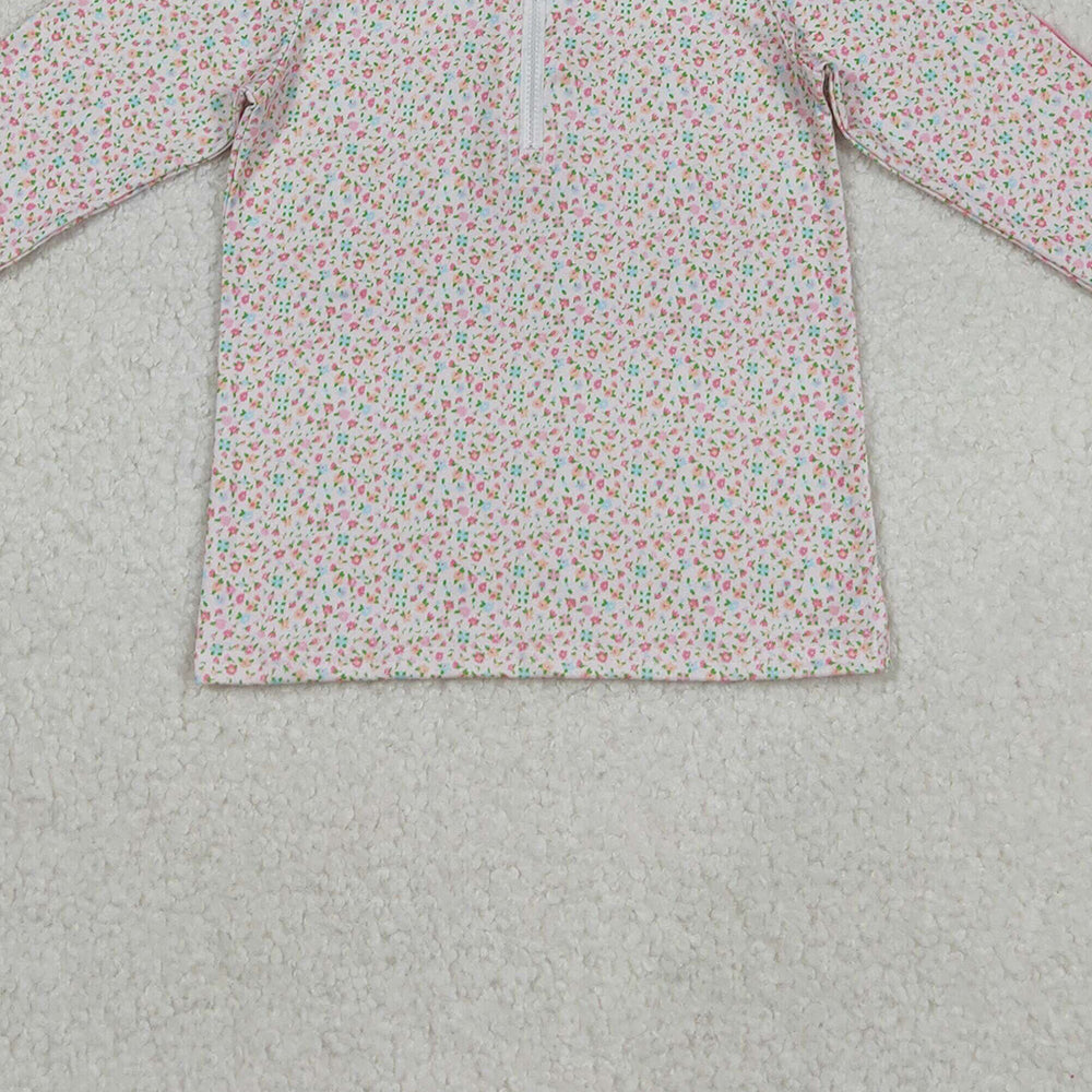 RTS NO MOQ (In stock)GT1145 Baby Girls Yoga Tops Zipper Pullover Long Sleeve Comfortable Soft Breathable Polyester Spring Autumn Casual Top
