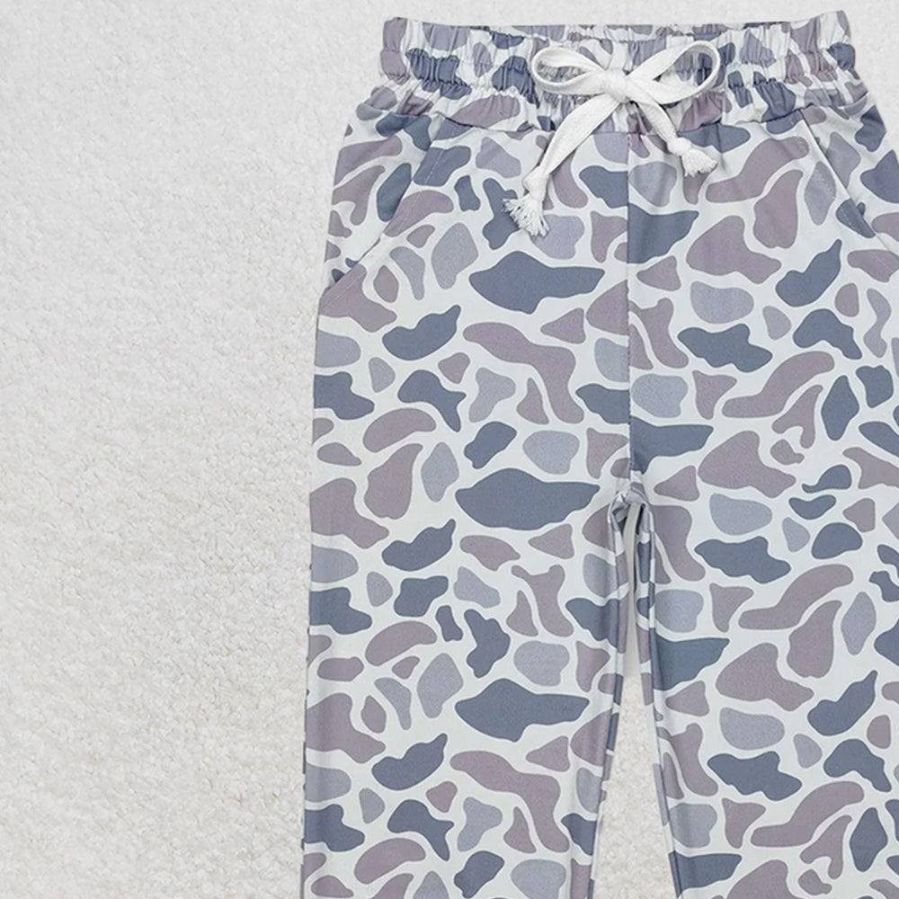 4.07 P0651 RTS NO MOQ Baby Boys Pants Grey camo pockets elastic waist boys hunting pants