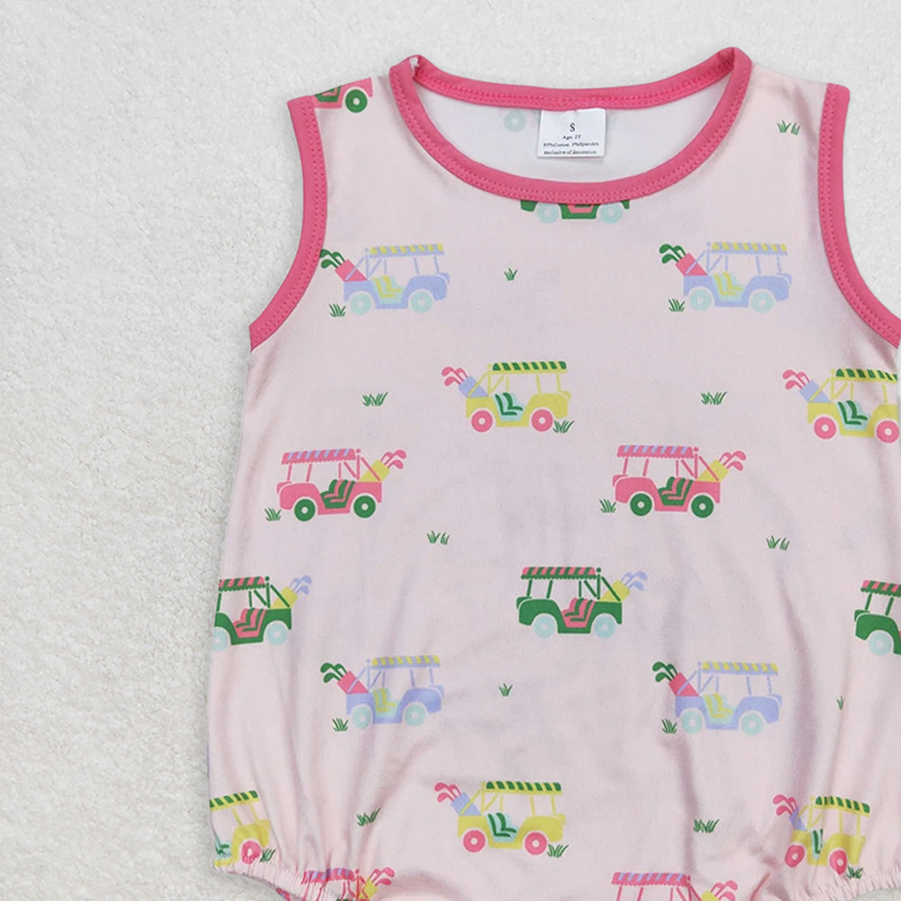 SR0981 RTS NO MOQ Baby Girls Summer RompersBaby Infant Girls Golf Pink Sleeveless Summer Rompers