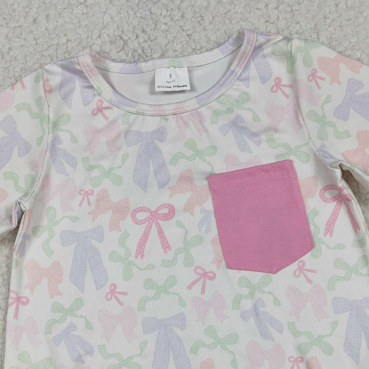 1.9 RTS NO MOQ (In stock)SR3731 Baby Girls Short Sleeve Colorful Bows Pockets Ruffle Rompers