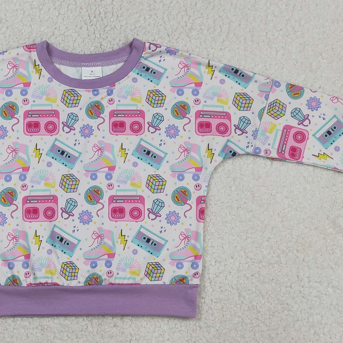 12.30 RTS NO MOQ (In stock)GT1491 Baby Girls Long Sleeve Recorder Flowers T-shirts Top