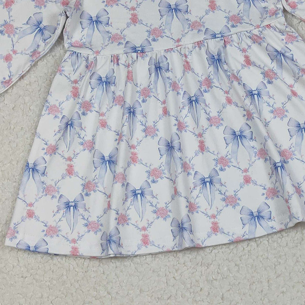 RTS NO MOQ (In stock)GLP2774 Baby Girls Winter Outfits Bows Flowers Checked Tunic Leggings Pant Clothes Sets