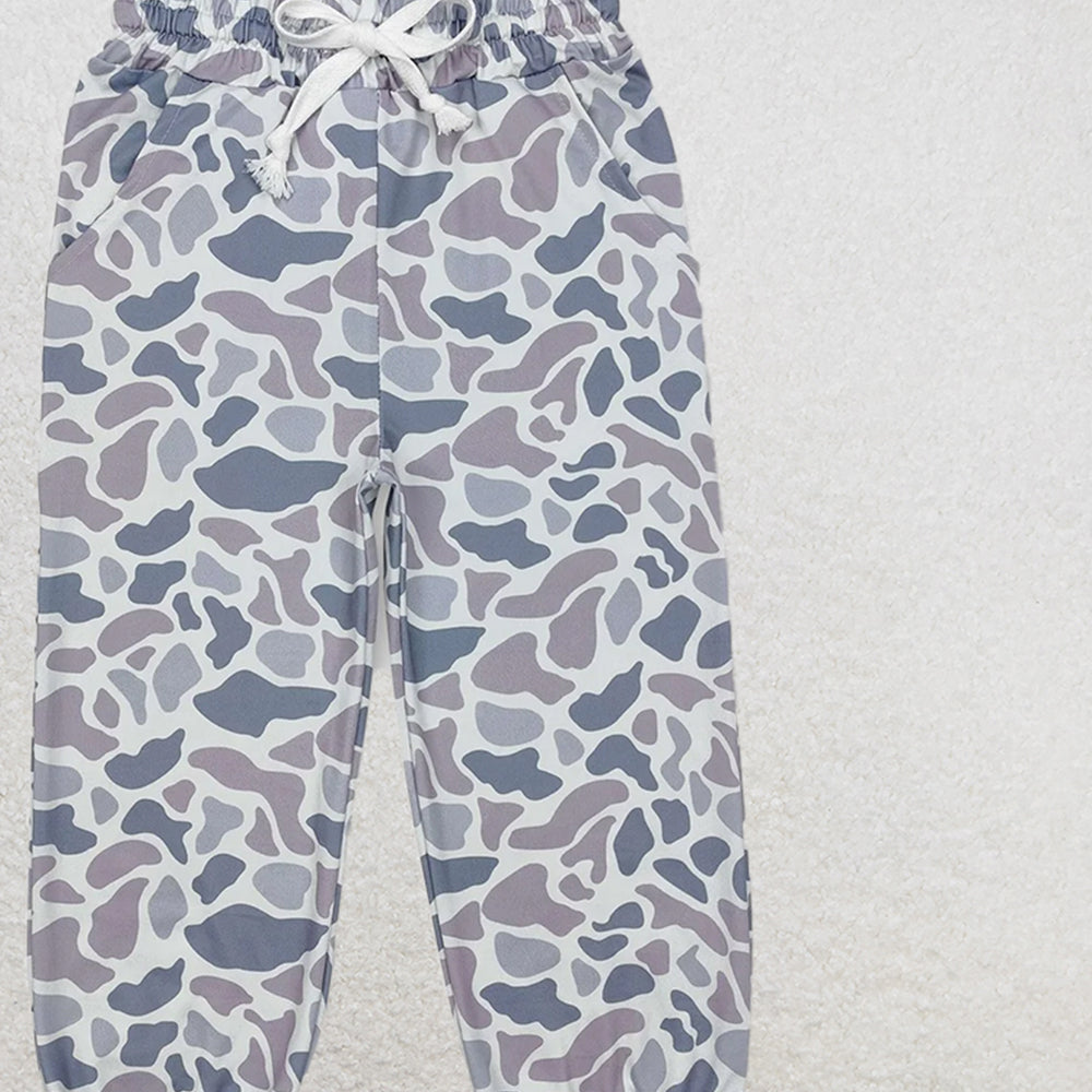 4.07 P0651 RTS NO MOQ Baby Boys Pants Grey camo pockets elastic waist boys hunting pants