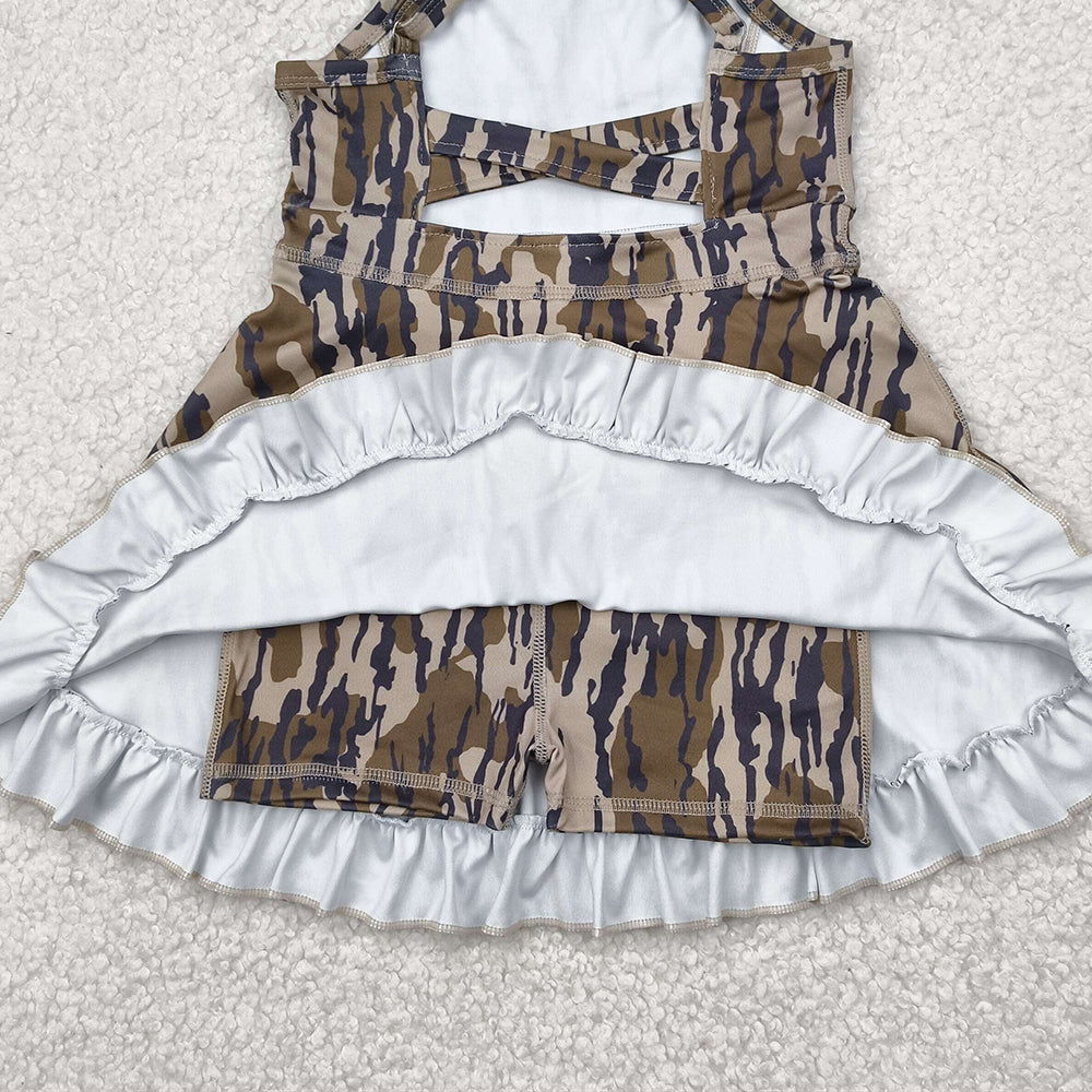 USA Shop (in stock)GSD2314 RTS NO MOQ Baby Girls Summer Yoga Dress baby girl clothes yoga camouflage sleeveless dress