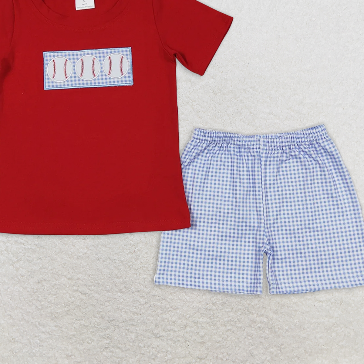 BSSO0405 RTS NO MOQ Baby Boys Summer Boys Outfits Baby Boys Baseball Red Tee Shirt Shorts Outfits Clothing Sets