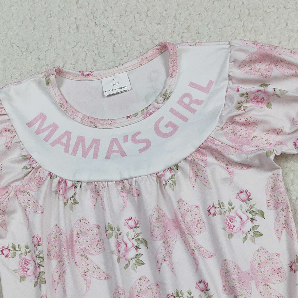 RTS NO MOQ (In stock)SR3087 Baby Girls Summer Rompers Baby Girls Pink Bows Flowers Mama's Girl Ruffle Rompers