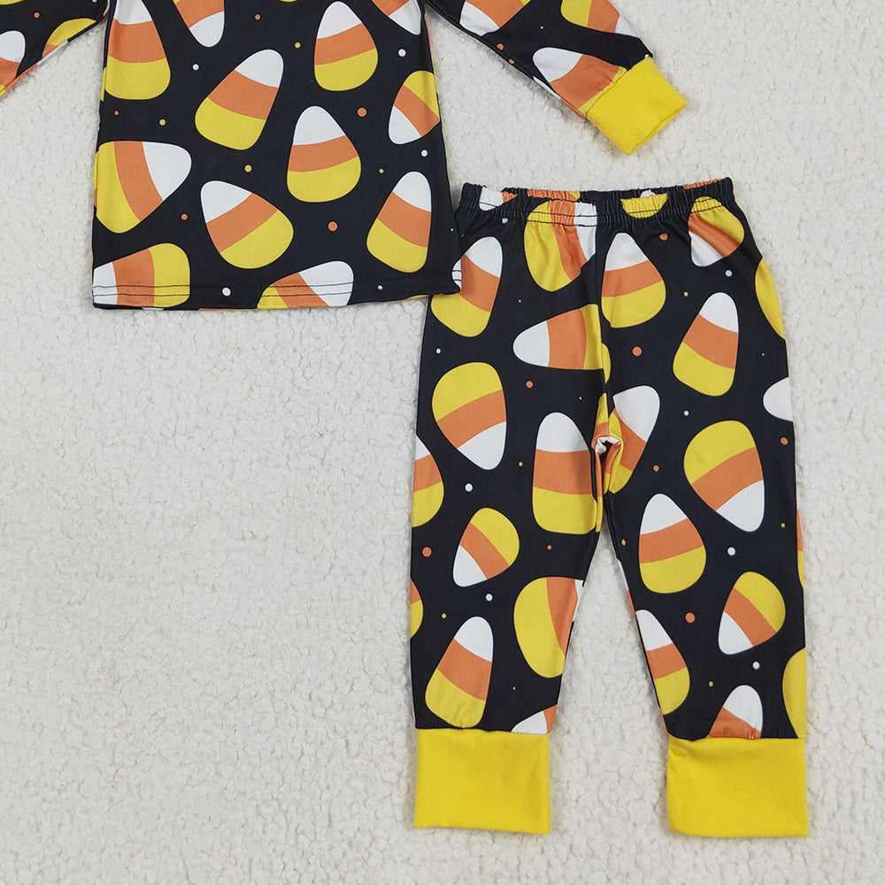 8.13 BLP1066RTS NO MOQ Baby Boys Winter Pajamas Outfits Baby Boys Black Long Sleeves Candy Plaid Top Pant Pajamas Set