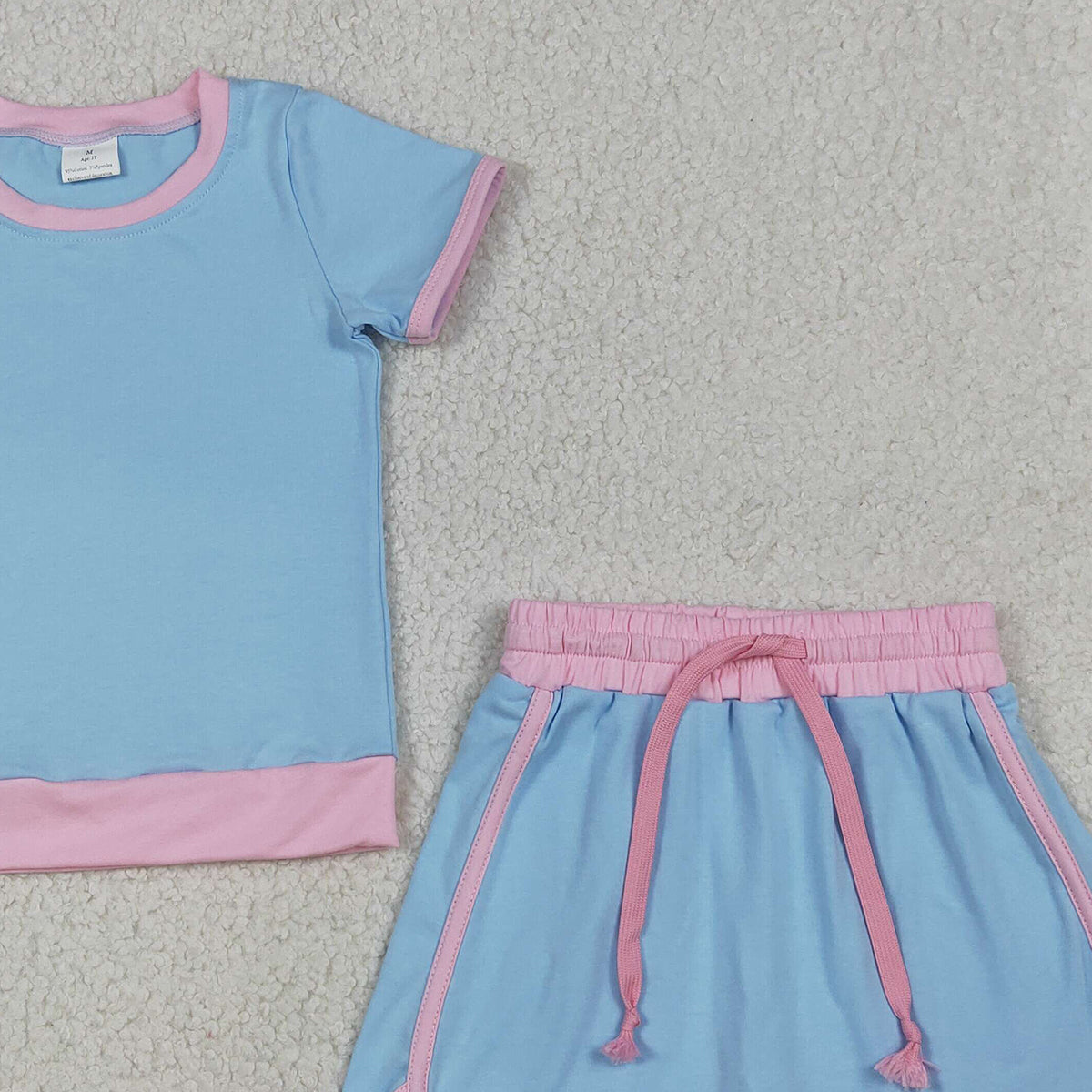 3.31 RTS NO MOQ (In stock)GSD3671 Light blue pink cotton top skirt kids girls summer outfits