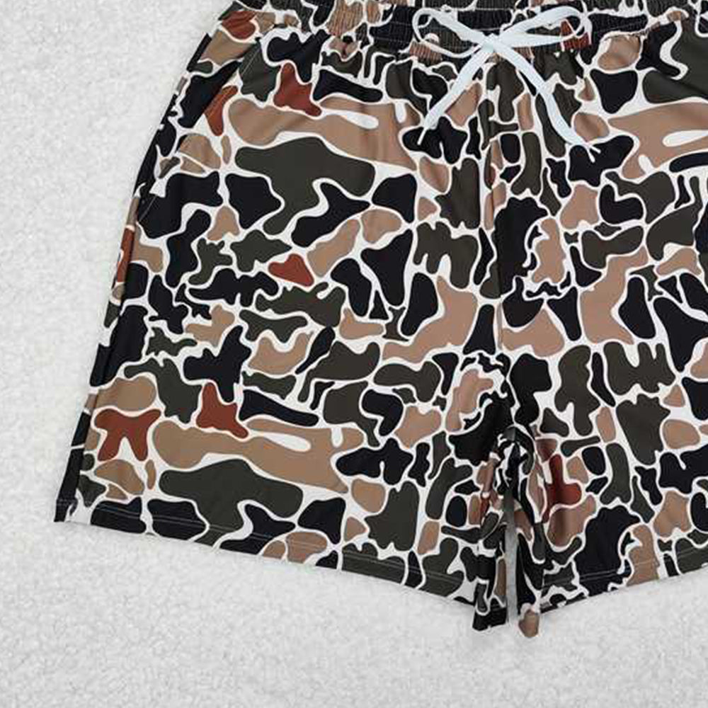S0478 RTS NO MOQ Adult Men's Swimsuits Brown camo summer adult men swim trunks