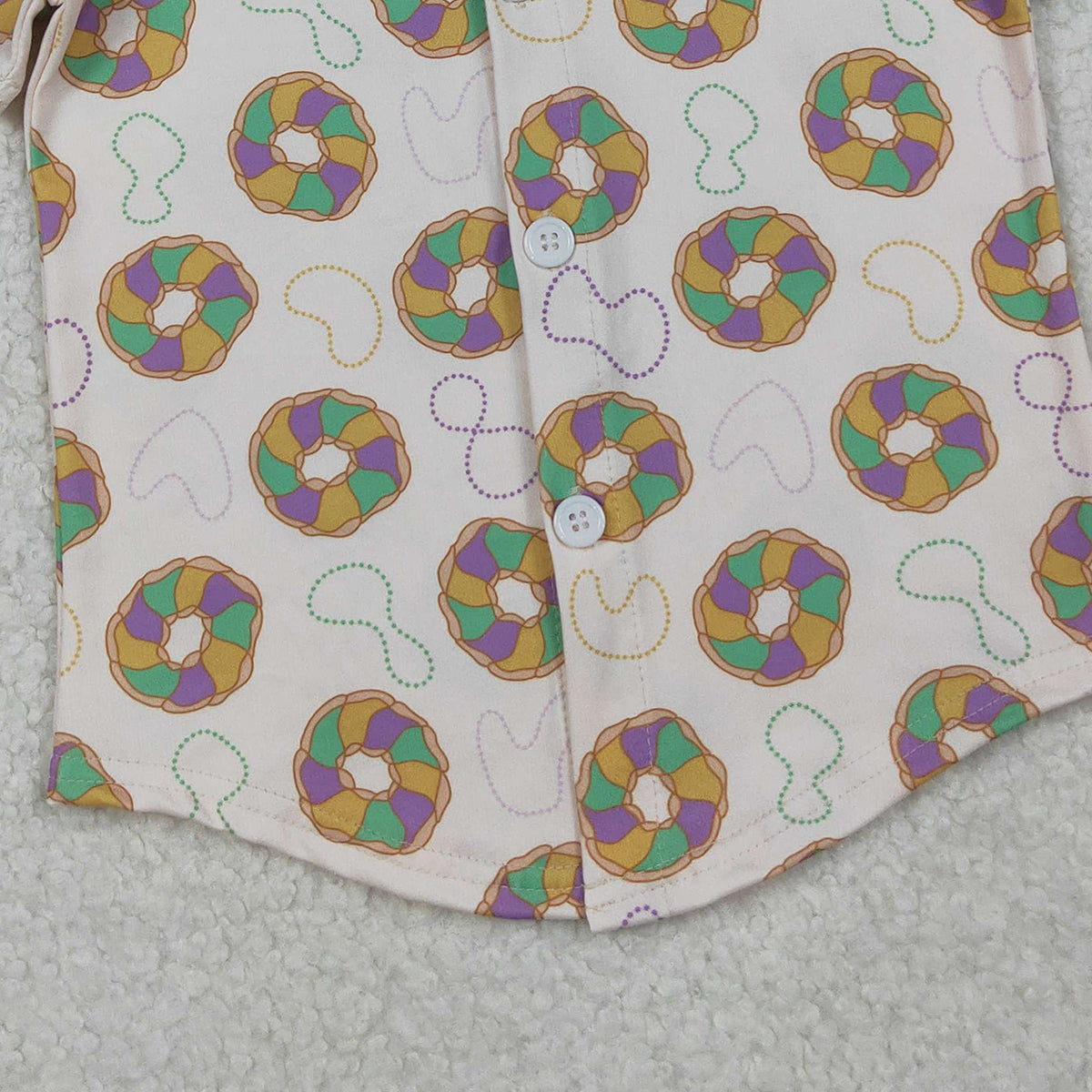 10.13 RTS NO MOQ (In stock)BT1372 Baby Boys Short Sleeve Donuts Button Mardigras Tee Shirts Top