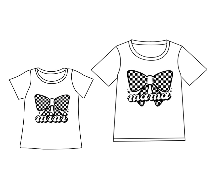 Baby Girls and Adult Women White Checkered Mini Short Sleeve Tee Shirts Tops Preorder