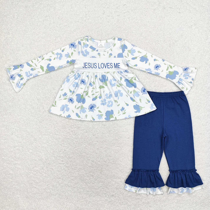 Baby Girls Boys Jesus Loves Me Rompers Flowers Clothes Sets
