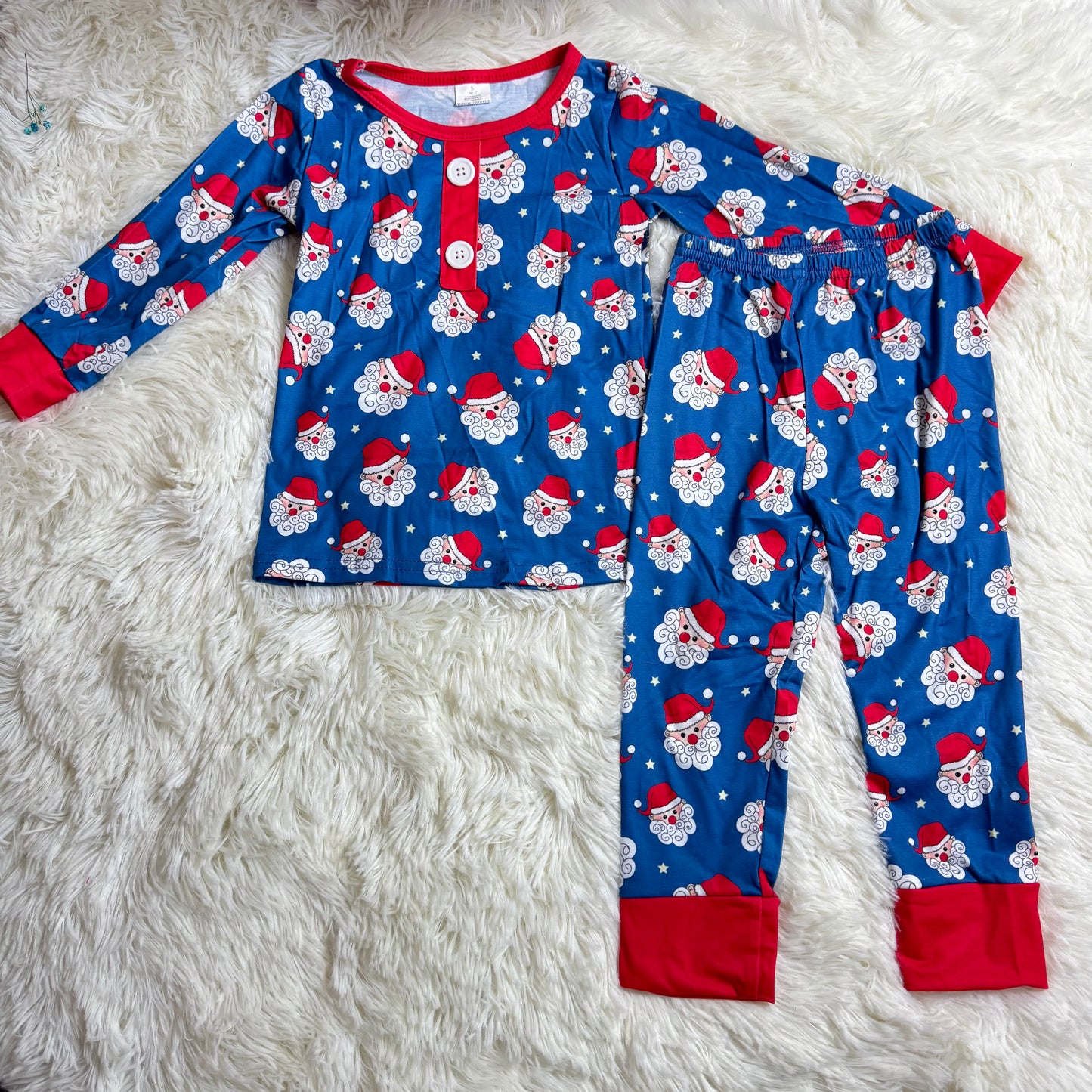 12.4 RST BLP0551 Baby Boys Christmas Santa Tops Pants Bamboo Pajamas Clothes Sets