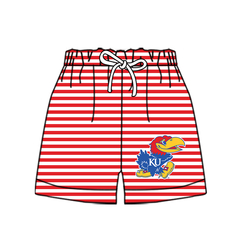 CUSTOM MOQ 5 Cute Comfortable Clothing For Kids Baby Kids Summer Dark Red Stripe Bottom Team Shorts
