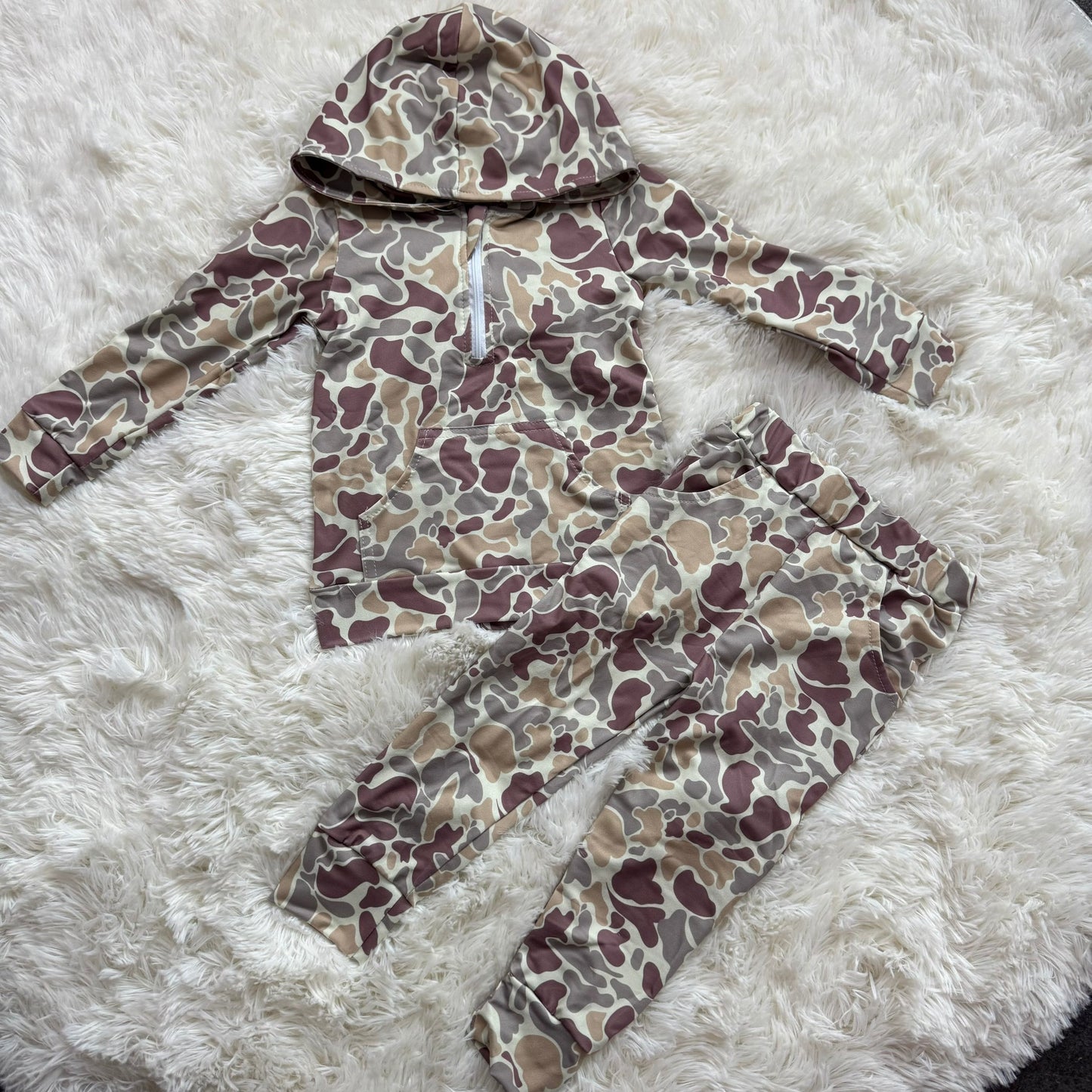 11.3 RST BLP1266 Baby Boys Khaki Camo Hoodies Pockets Legging Pants Hunting Clothes Set