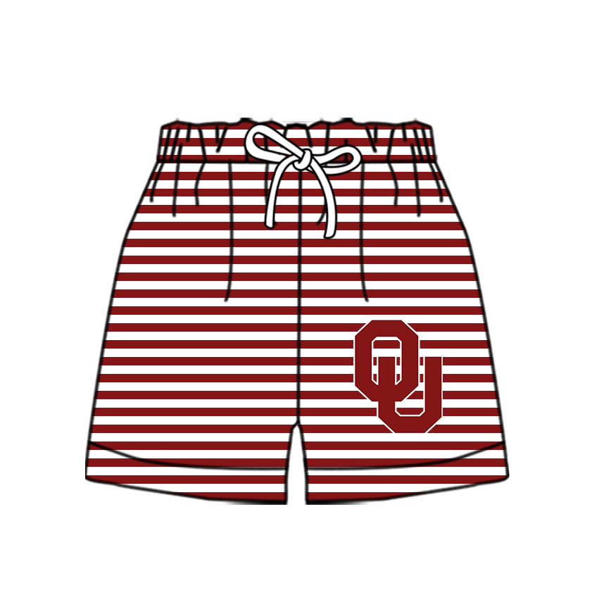 CUSTOM MOQ 5 Cute Comfortable Clothing For Kids Baby Kids Summer Dark Red Stripe Bottom Team Shorts