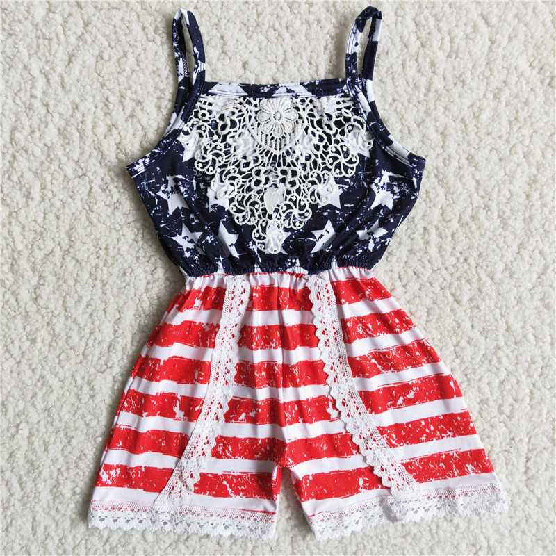 C6-10 4th of July star rompers jumpsuits