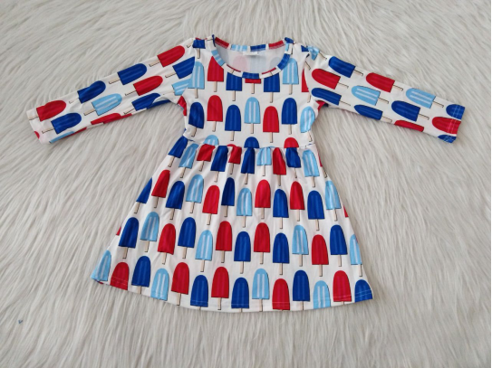 9.26 RTS NO MOQ(In stock)G1-3-3; Baby Girls Winter Dress Ice cream long-sleeved skirt