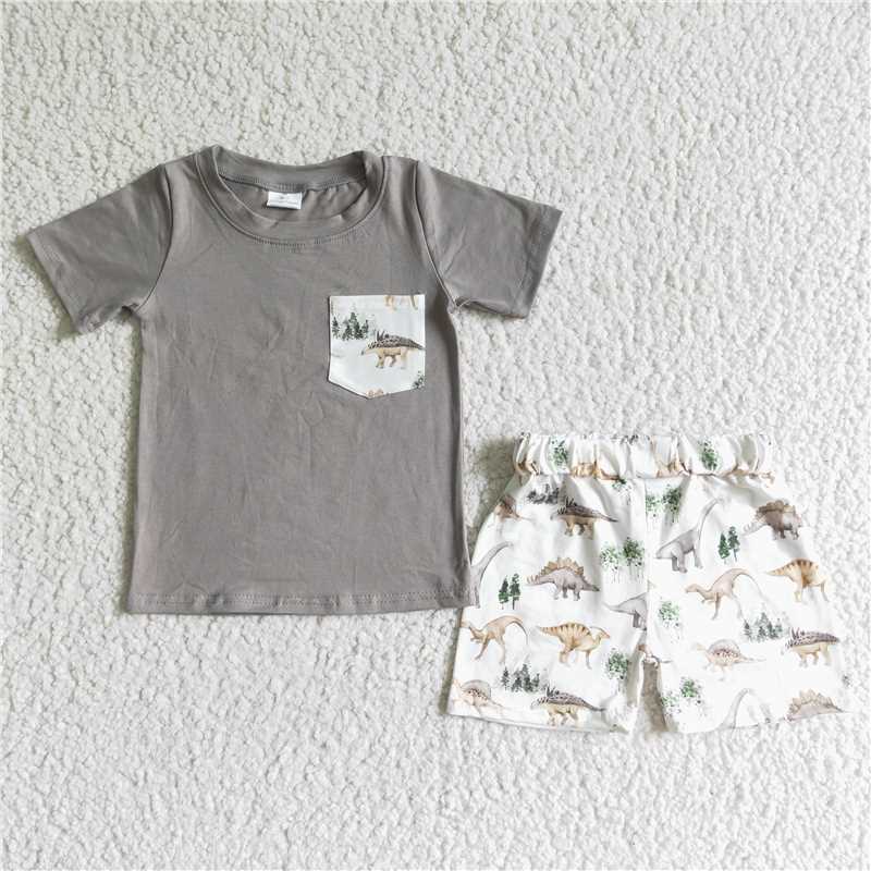 D11-12 Sales New RTS No Moq Promotion Baby boys summer pocket short sleeve shirt bottom shorts sets