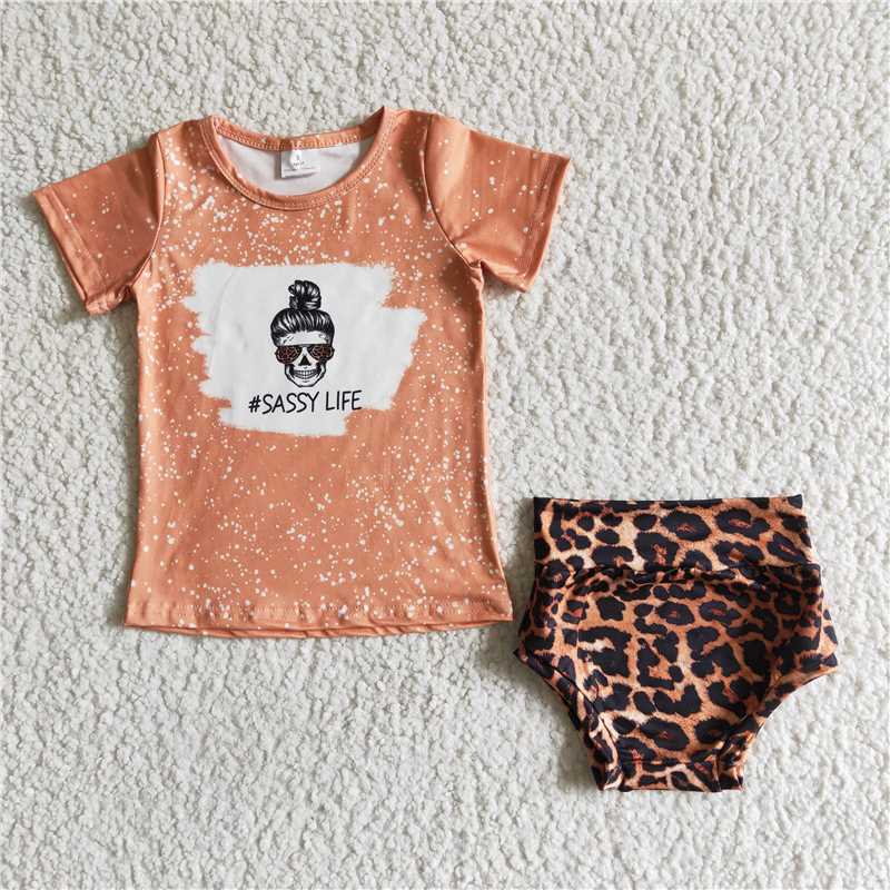C15-10 Orange Glasses leopard bummie set