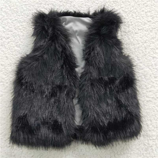 6 B0-3  Black Fur Vest