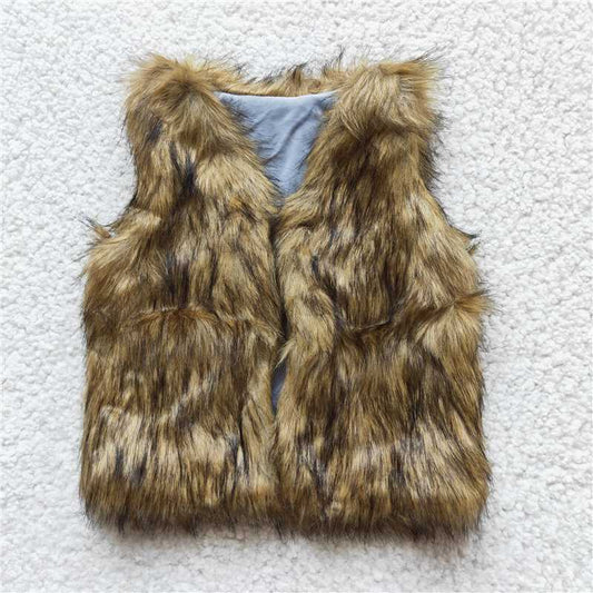 6 A21-4  Brown Fur Vest
