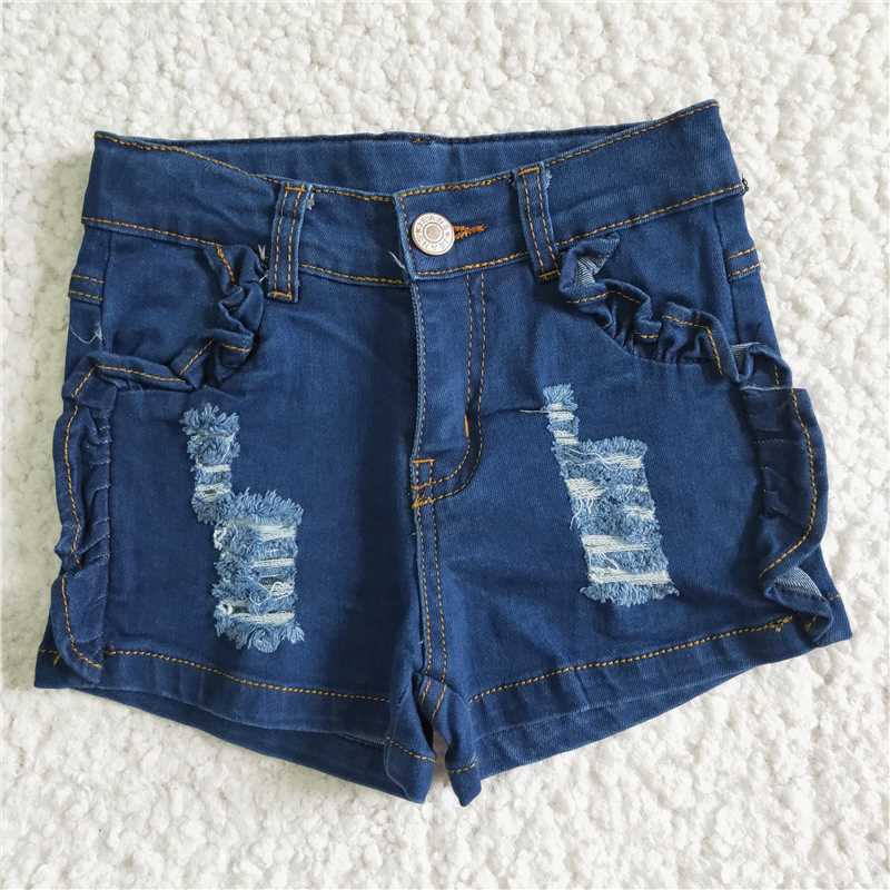 SS0014 Baby Girls blue color summer denim shorts 1