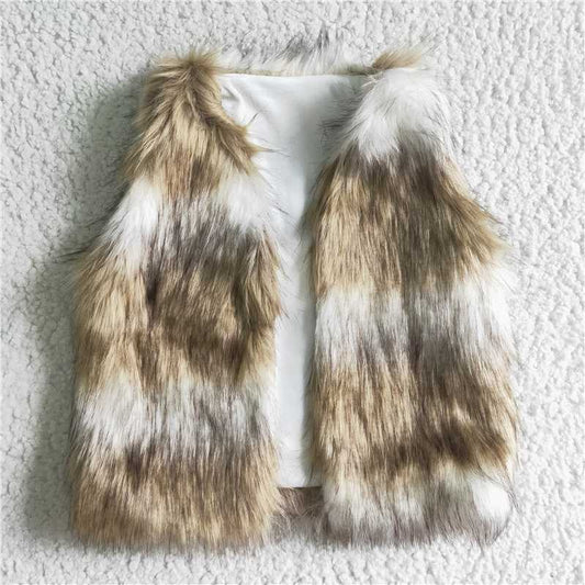 VE0001  Baby girls faux fur fall vests