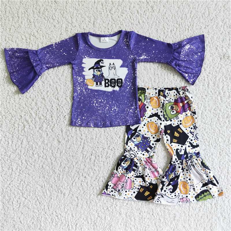 GLP0007Boo dog bleached shirt pants girls Halloween clothes