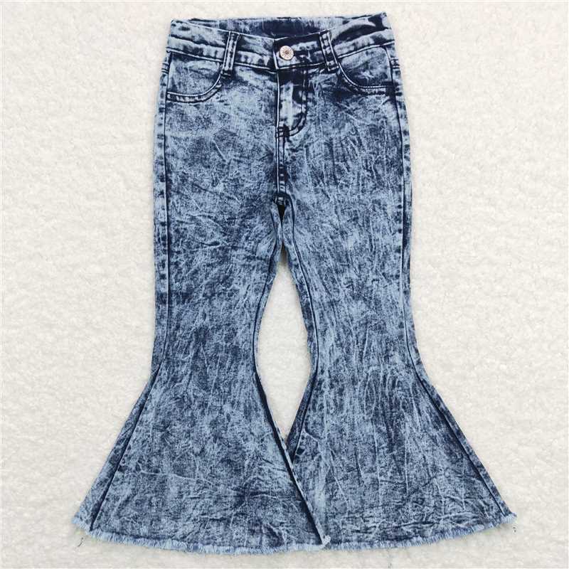 P0008 Baby girls navy fashion bell pants denim jeans