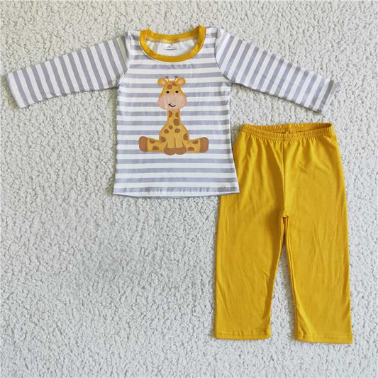 BLP0016Giraff print stripe pants cotton pants boy fall clothing