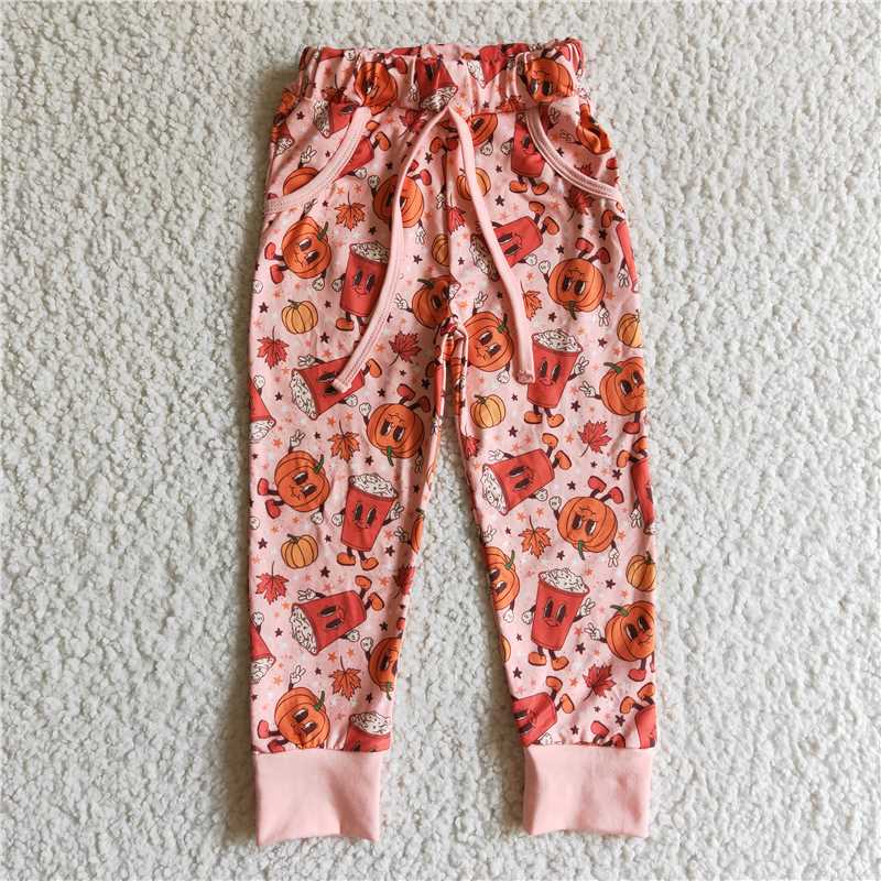 P0026 Baby Girls string pumpkin leaves legging