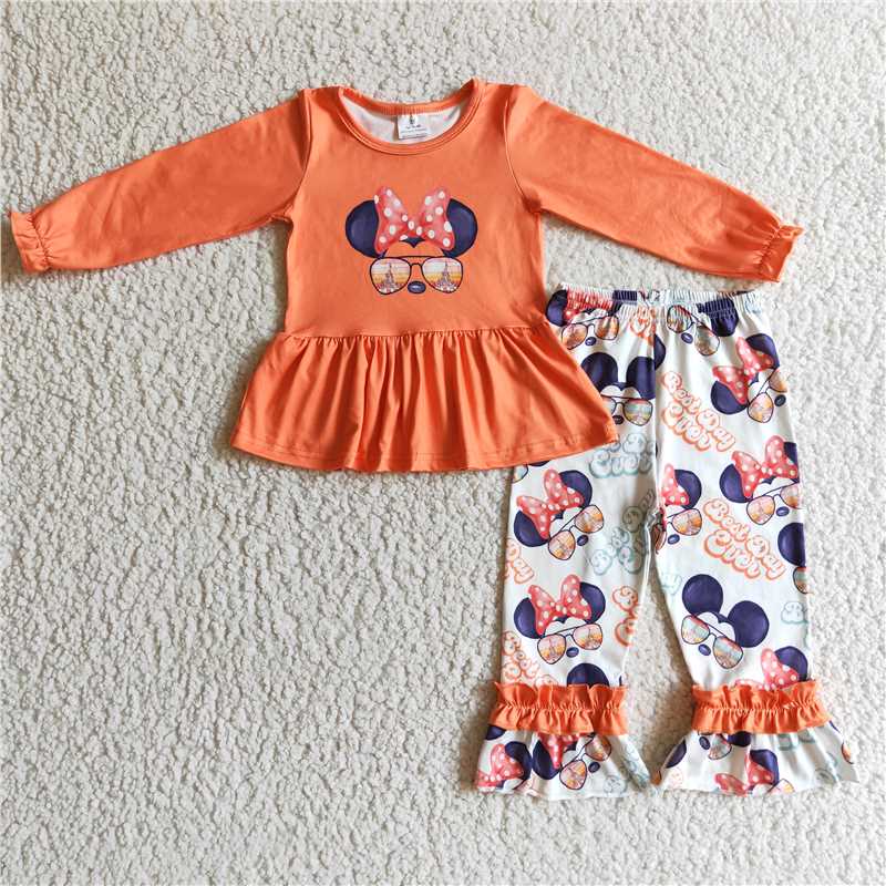 GLP0094Best day ever mouse peplum set girls fall clothes