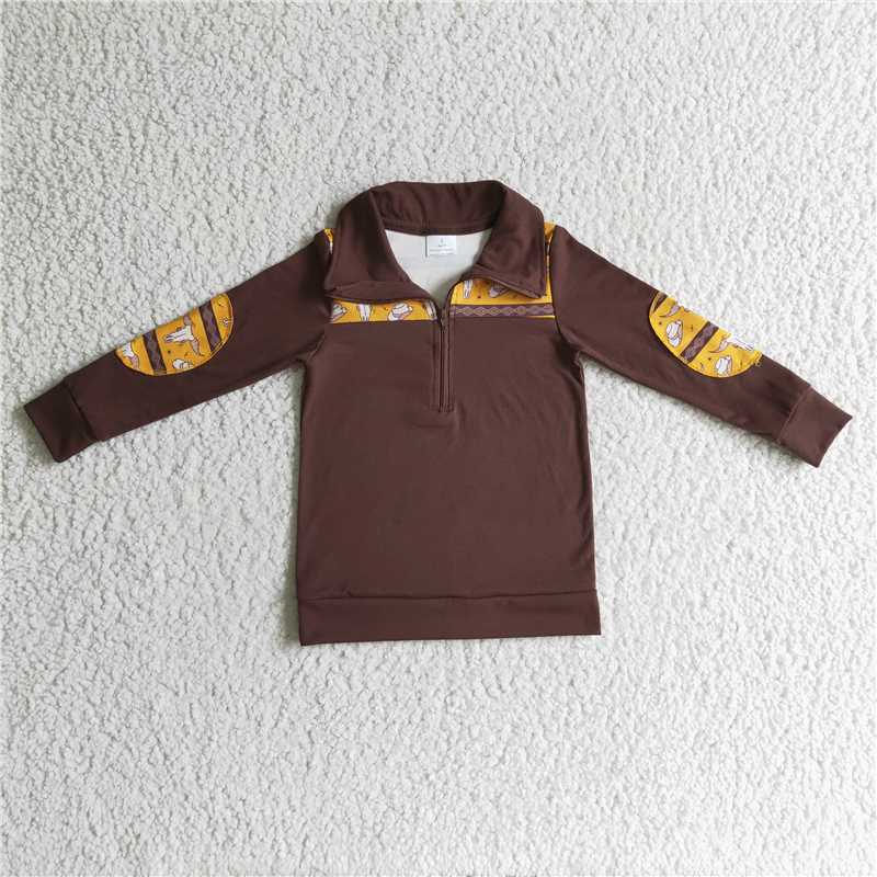 BT0088 Baby boys western cow skull pullover Tops