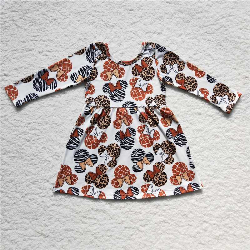 GLD0181 Baby Girls Animal mouse Knee Length Dresses