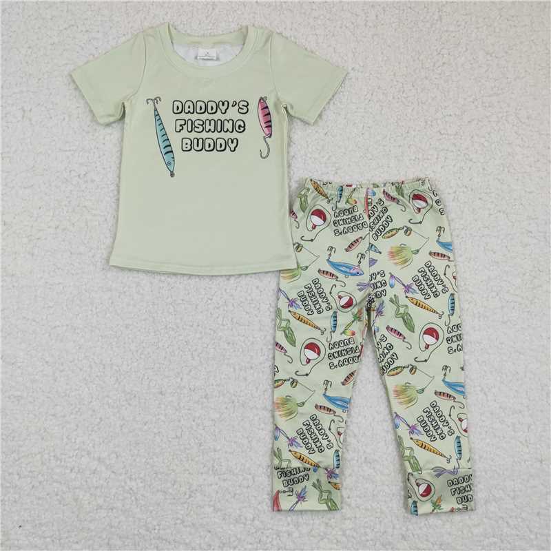BSPO0038 Baby Boys Fishing short sleeve top pants clothes sets
