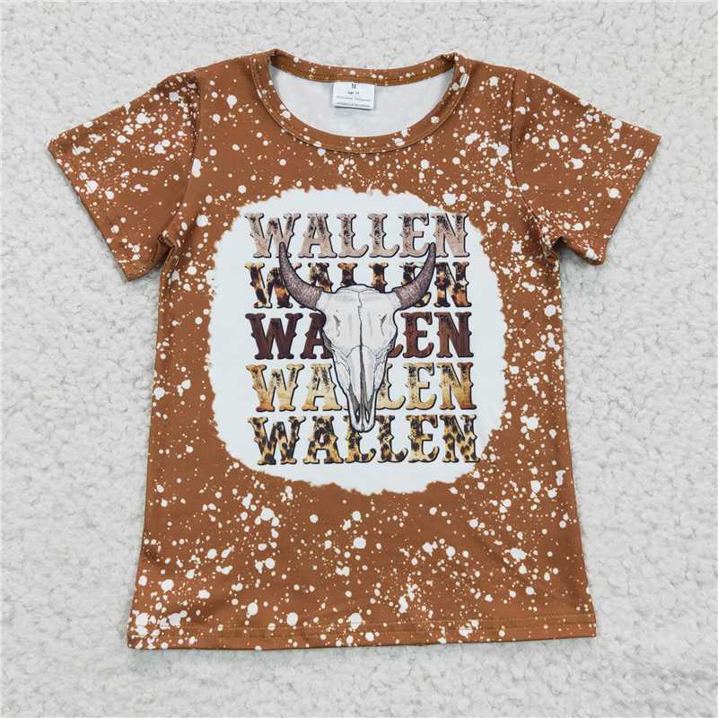 GT0115 Baby Girls Cow Skull T-shirts tops