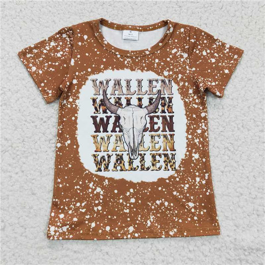 GT0115  Baby Girls Cow Skull T-shirts tops