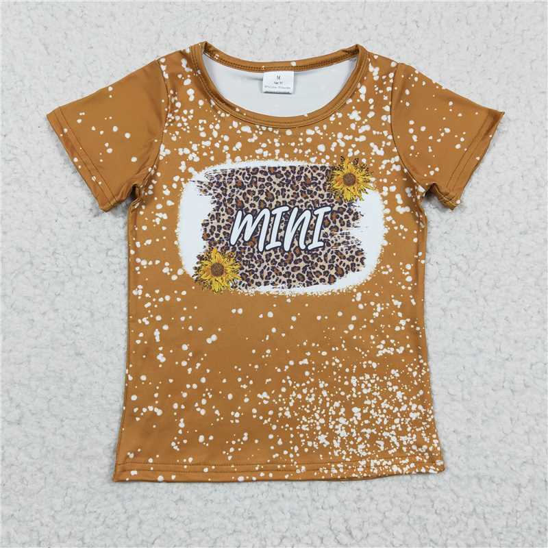 GT0098 Mama And Mini Adult Kids leopard Sunflowers Shirts