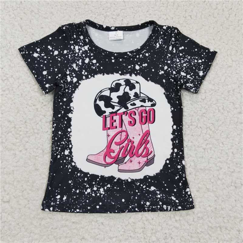 GT0125 Let's Go Girls Black Western Short Sleeve Summer Shirts