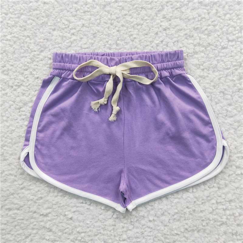 SS0097 Lavender cotton baby girls summer shorts
